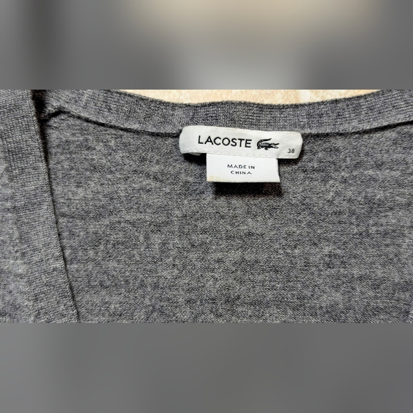Lacoste Grey New Wool Cardigan Size Small - Picture 8 of 8